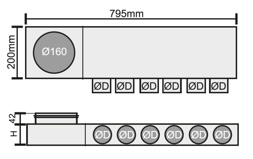 Rozdeľovač jednostranný jednoradový ľavý/pravý 6x75/160