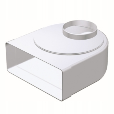 Prechodové koleno mimo osové z okrúhleho Ø100mm na hranaté 204/60mm, 90°