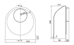 Prechodové koleno z okrúhleho Ø100mm na hranaté 220/90mm, 90°
