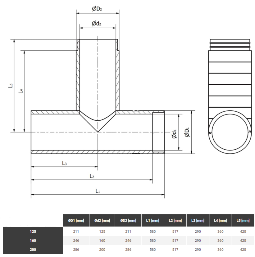 "T"-kus 90° EPP 43mm
