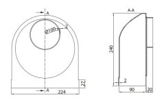 Prechodové koleno z okrúhleho Ø100mm na hranaté 220/90mm, 90°