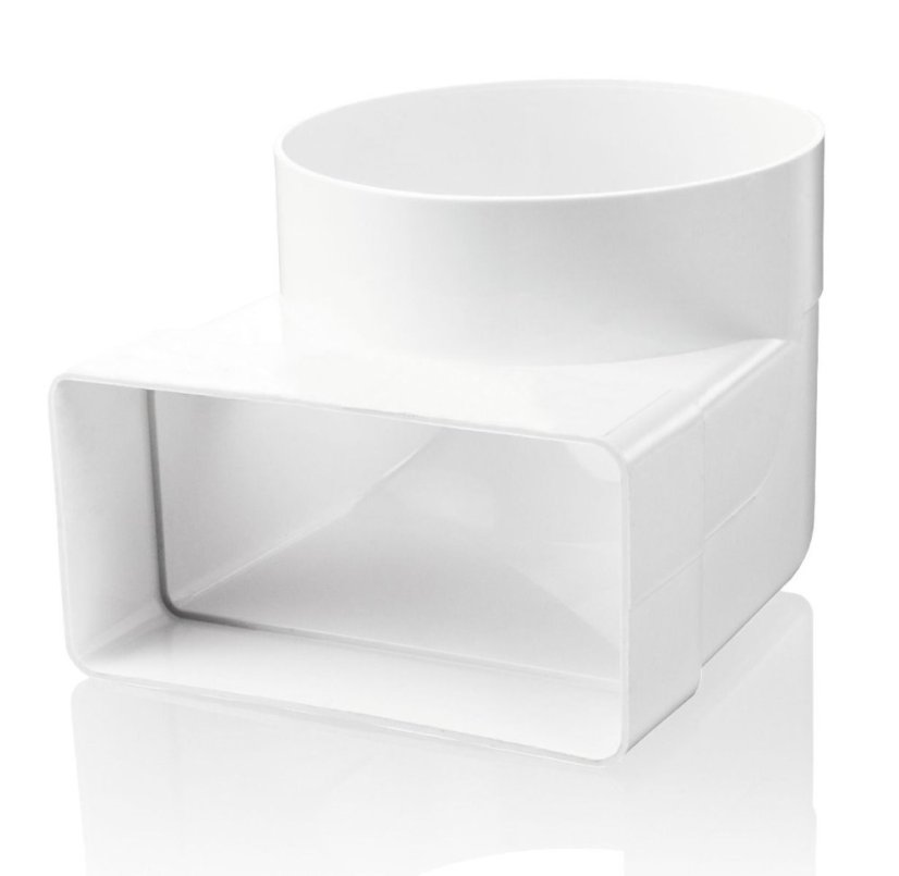 Prechodové koleno z okrúhleho Ø100mm na hranaté 204/60mm, 90°