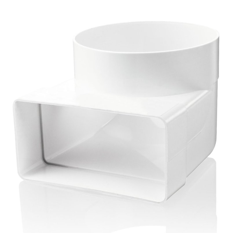 Prechodové koleno z okrúhleho Ø100mm na hranaté 110/55mm, 90°