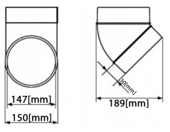 Kulaté plastové koleno Ø150 mm / 45°