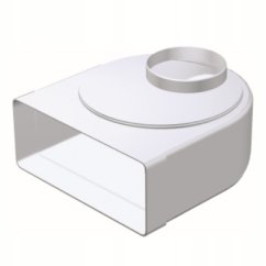 Prechodové koleno mimo osové z okrúhleho Ø100mm na hranaté 204/60mm, 90°