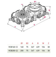 Rozdeľovač Awenta PRO štvorstranný jednoradový 12x75/160 (2+4+2+4)