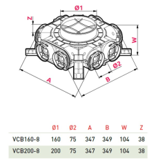 Rozdeľovač Awenta PRO štvorstranný jednoradový 8x90/160
