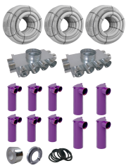 Plastová sada pre svojpomocnú montáž rekuperácie vzduchu pre dom 140 m² - SYSTEM Ø90