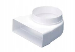 Prechodové koleno z okrúhleho Ø150mm na hranaté 204/60mm, 90°.